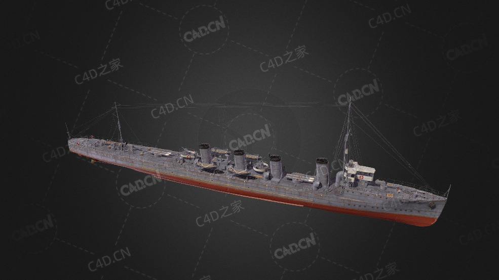 日本海军海风级驱逐舰第一级远洋一等驱逐舰C4D模型下载Umikaze 3d model - C4D之家 - 359.jpg