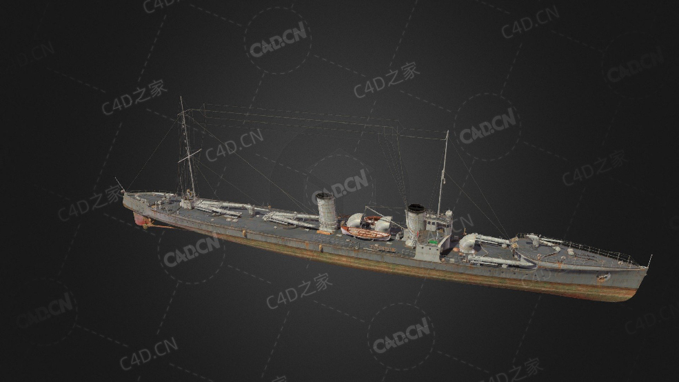 德国海军2级驱逐舰V-25驱逐舰C4D模型下载V-25 3d model - C4D之家 - 361.jpg