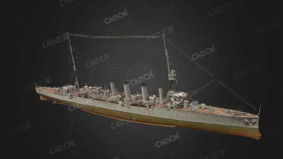 英国皇家海军波特兰号II 阶巡洋舰C4D模型下载Weymouth 3d model - C4D之家 - 379.jpg
