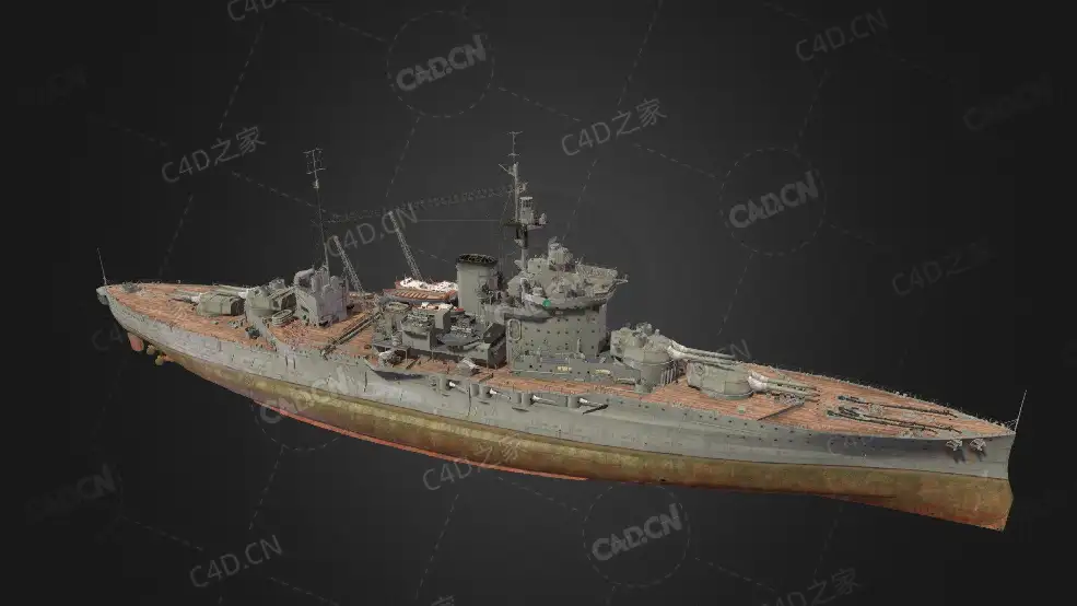英国皇家海军厌战号战列舰超级无畏战列舰C4D模型下载Warspite 3d model - C4D之家 - 377.jpg