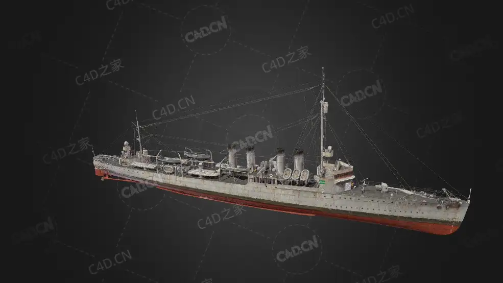 美国海军维克斯级驱逐舰C4D模型下载Wickes 3d model - C4D之家 - 381.jpg