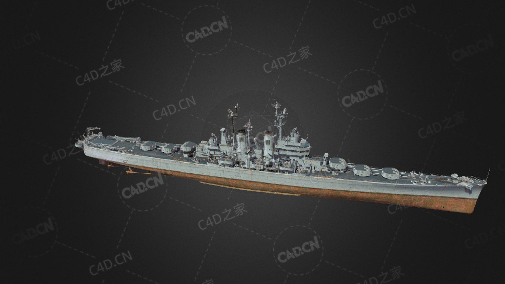 美国海军伍斯特级巡洋舰伍斯特轻型巡洋舰三维模型下载Worcester 3d model - C4D之家 - 382.jpg