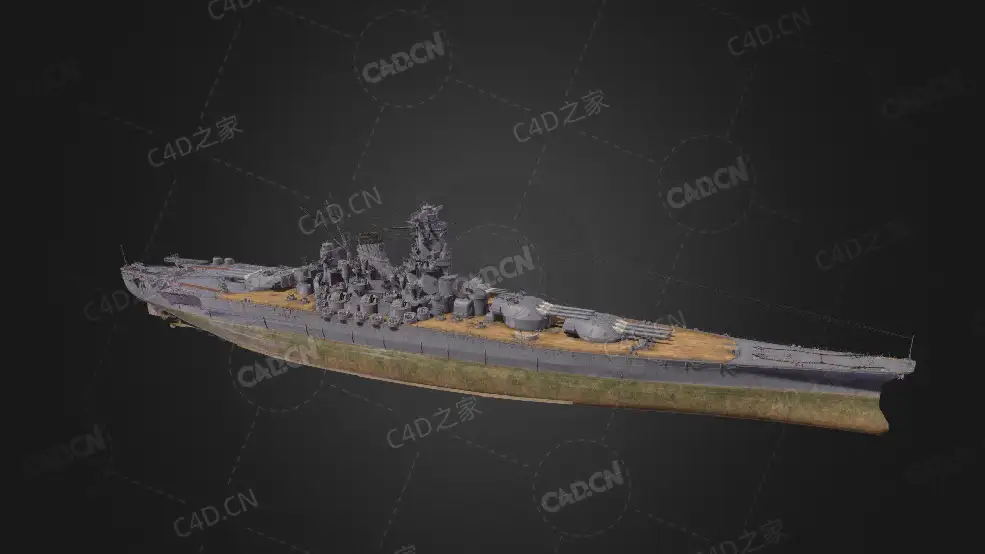 日本海军大和号战列舰C4D模型下载Yamato 3d model - C4D之家 - 385.jpg