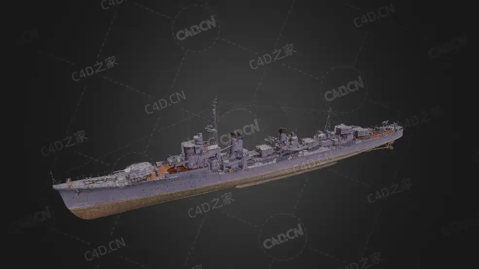 日本海军雪风号驱逐舰甲型驱逐舰阳炎级驱逐舰8号舰C4D模型下载Yukikaze 3d model - C4D之家 - 390.jpg