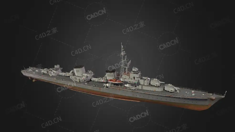 德国海军Z-52驱逐舰C4D模型下载Z-52 3d model - C4D之家 - 394.jpg