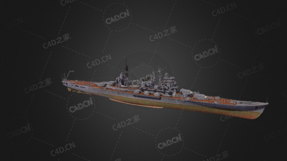 日本海军藏王级重巡洋舰大管驱逐舰C4D模型下载Zao 3d model