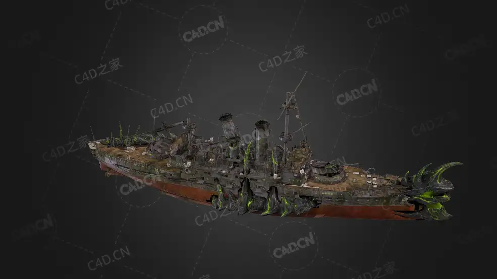科幻舰船亡灵战舰驱逐舰C4D模型下载Zikasa 3d model