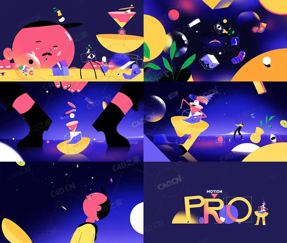 C4D+AE运动图形设计案例教学视频Learn Motion graphic design become a great motion designer - C4D之家 - all_frames.jpg
