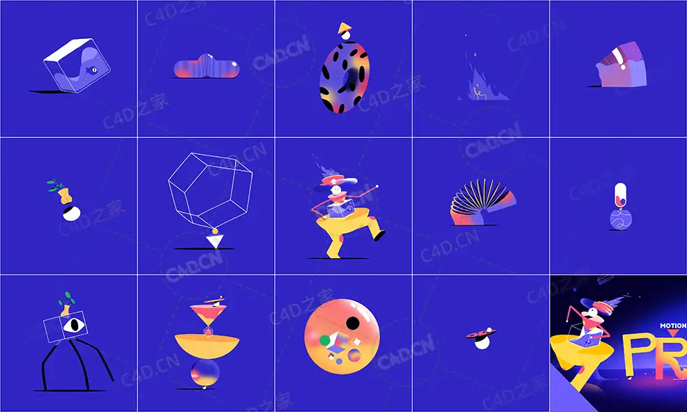 C4D+AE运动图形设计案例教学视频Learn Motion graphic design become a great motion designer - C4D之家 - All_objects.jpg