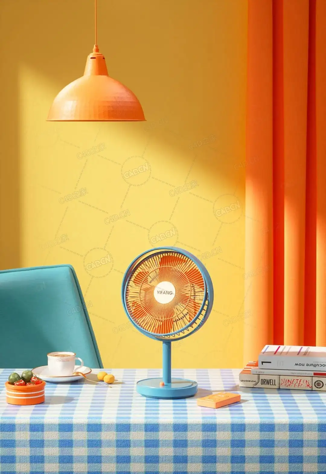 餐桌上微型电风扇C4D oc模型electric fan