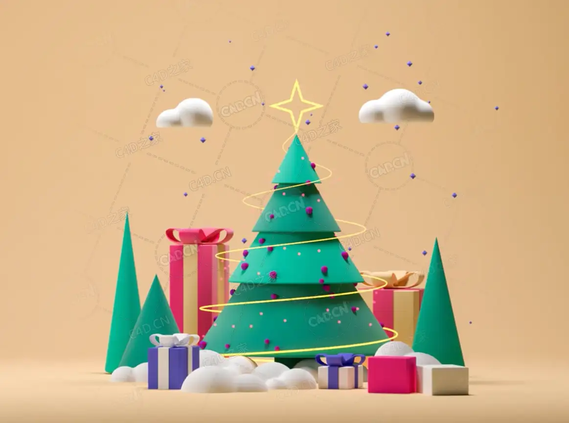 5节卡通圣诞树制作视频教程Skillshare - Create Cute Christmas art
