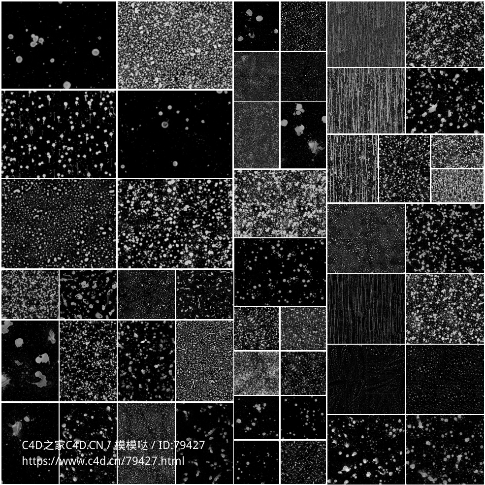 50幅逼真的水渍污迹脏斑贴图纹理素材GreyScaleGorilla – Surface Imperfections Stains