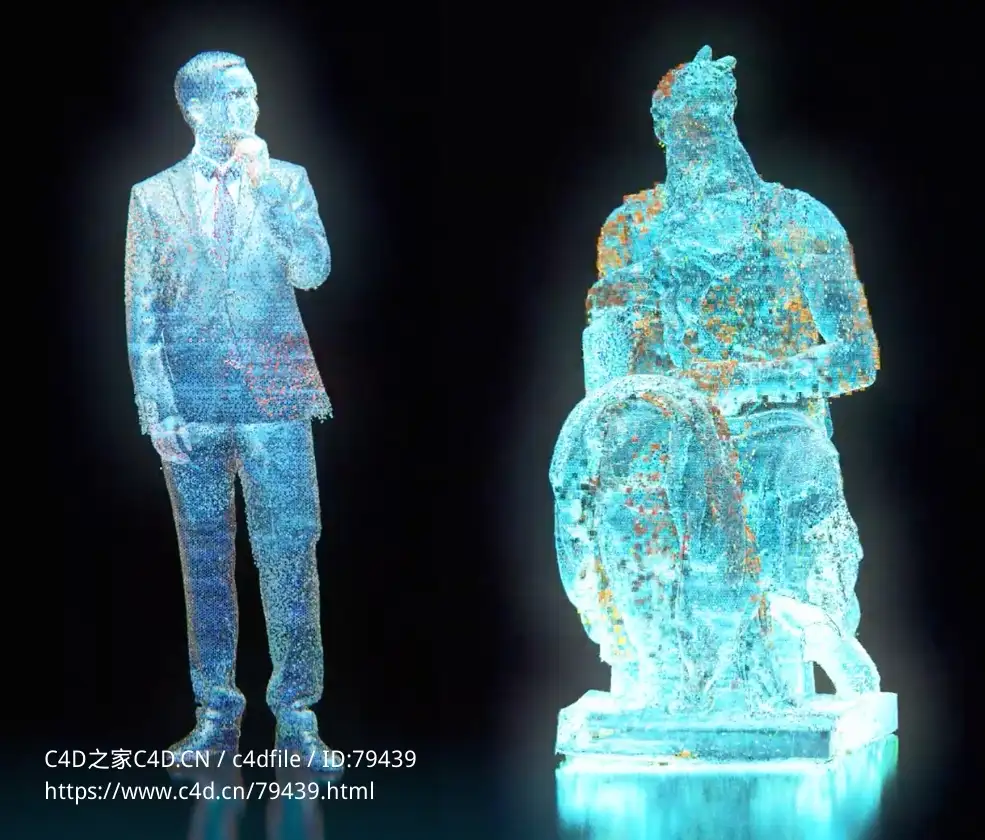 C4D程序化全息扫描投影科技效果工程Procedural Hologram Effect [Cinema4D_Xpresso]