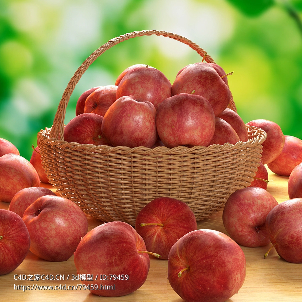 一篮子红苹果C4D模型A basket of apples