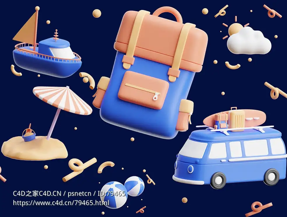 25个旅行度假卡通3d图标Travel _ Vacation 3D Icons - C4D之家 - 1669631522-99cd4769b44b665.jpg