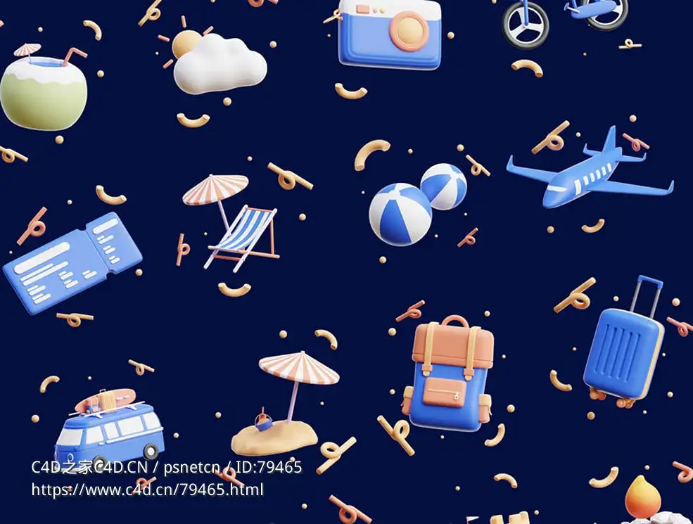 25个旅行度假卡通3d图标Travel _ Vacation 3D Icons - C4D之家 - 1669631524-75b86ae56170915.jpg