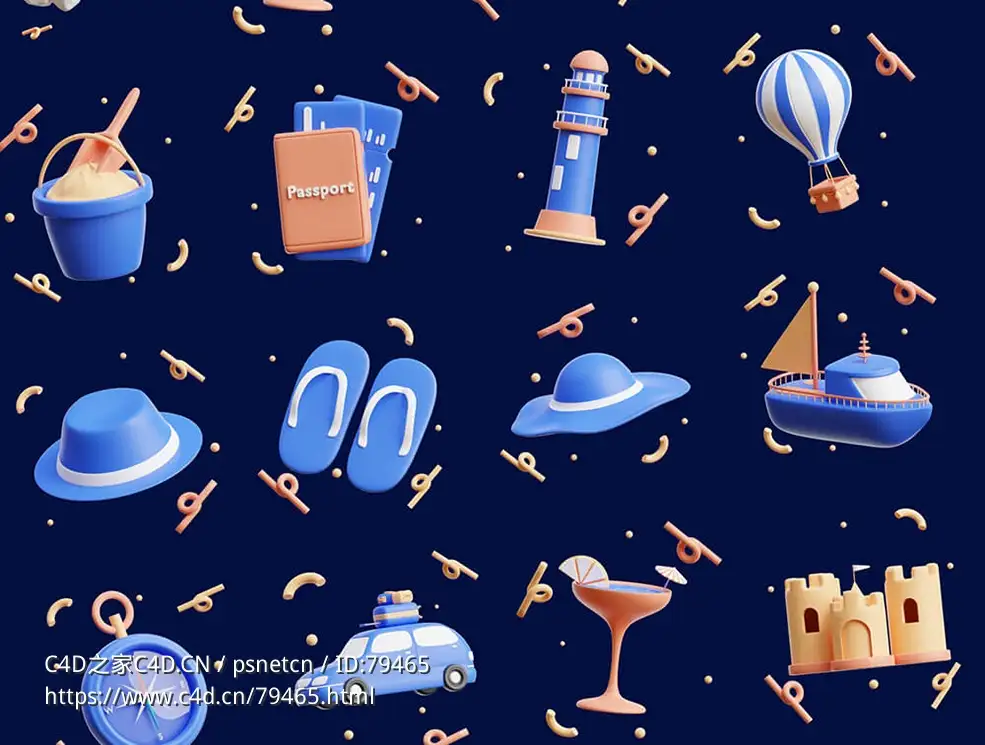 25个旅行度假卡通3d图标Travel _ Vacation 3D Icons - C4D之家 - 1669631523-eb8c1af0a2cd9f9-1.jpg