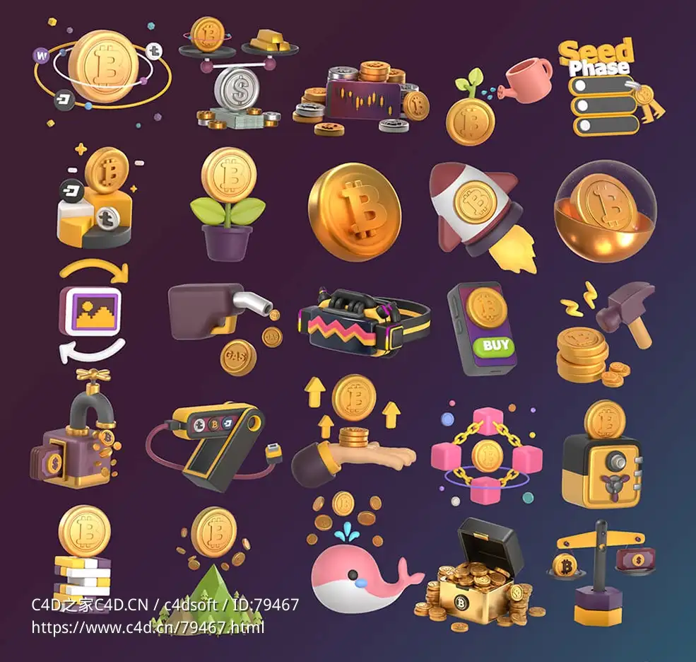 50个元宇宙数字货币比特币3D卡通图标模型Metaverse 3D Icon Set Pack - C4D之家 - 1669215172-6fe0c4c40bbe8af.jpg