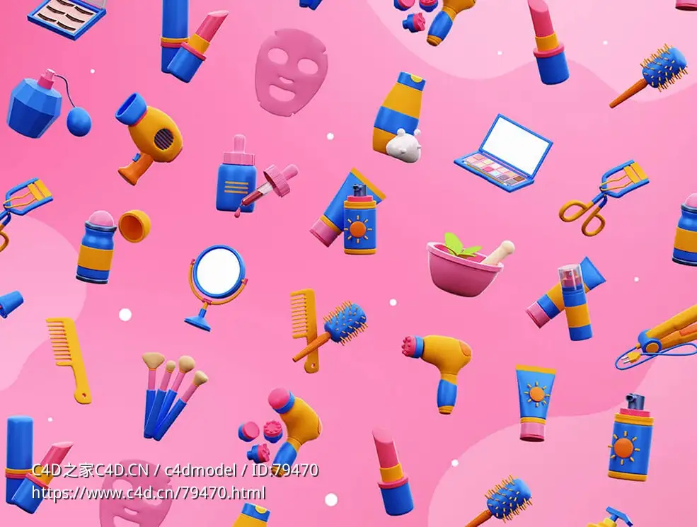30个美容化妆卡通3D图标模型合集Cosmetic 3D Icons - C4D之家 - 1662653403-a024e05ec32e144.jpg