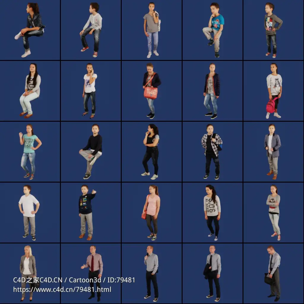 25个低模现代人物3D模型25 Dosch Lo-Poly People Vol. 1 Kpack 3 - C4D之家 - D1.30.png