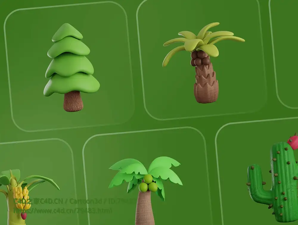 10个树木植物卡通3D模型Treeby - Tree & Plant 3D Icon pack - C4D之家 - 1663517481-07b899d7812665f.png