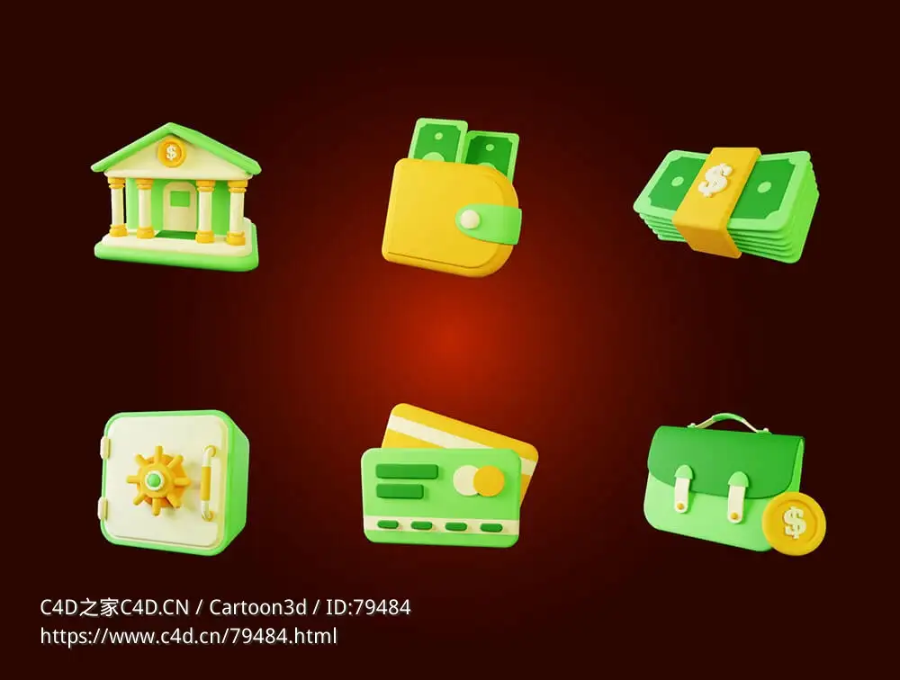 15个银行金融货币3D卡通图标模型合集Finance - 3D Icon Pack - C4D之家 - 1664348896-115dffb73e04316.jpg