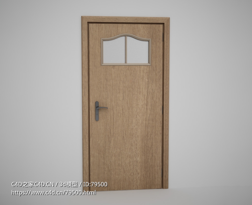 办公室黄色门2格玻璃门C4D模型下载 Door model - C4D之家 - 06.jpg