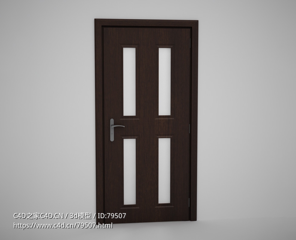 四条透明玻璃深色木门C4D模型下载 Door model - C4D之家 - 13.jpg