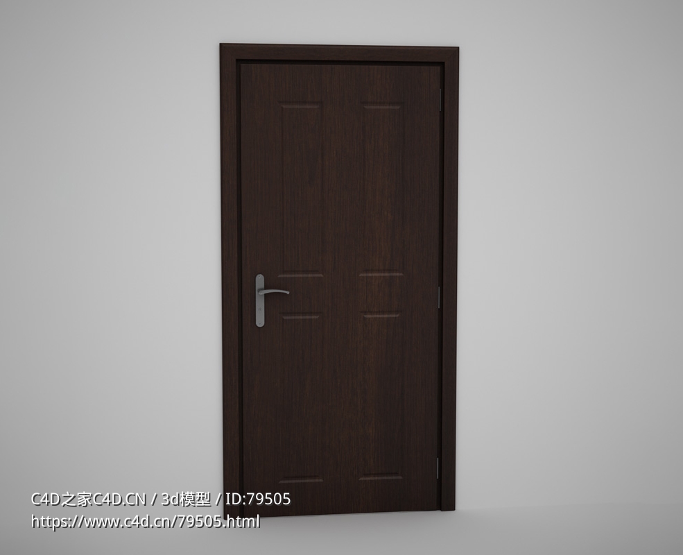 全封闭深棕色压线木门C4D模型下载 Door model - C4D之家 - 11.jpg