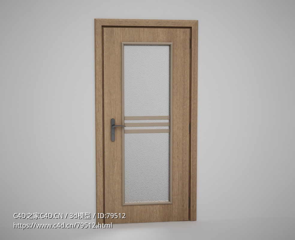 大块竖长玻璃单开门C4D模型下载 Door model - C4D之家 - 18.jpg