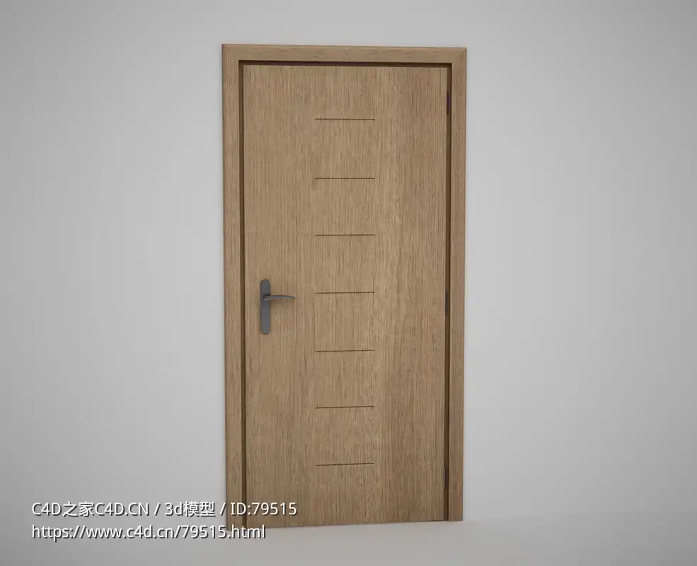全封闭7条压线黄色原木单开门C4D模型下载 Door model - C4D之家 - 21.jpg