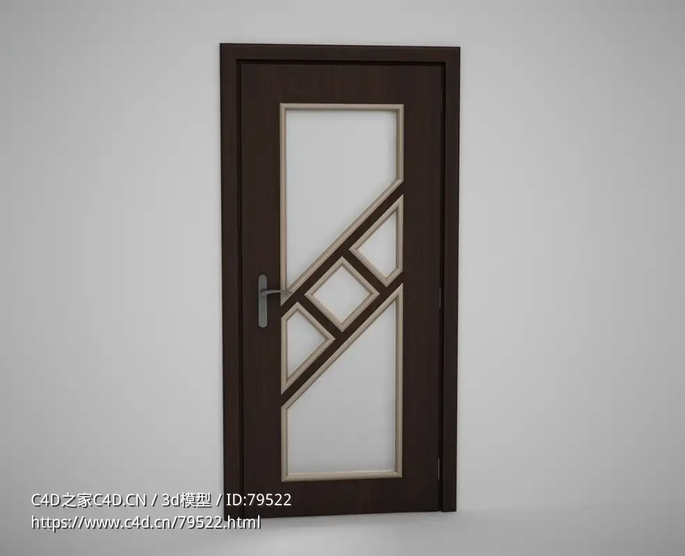 深棕色斜向玻璃木门C4D模型下载 Door model - C4D之家 - 28.jpg