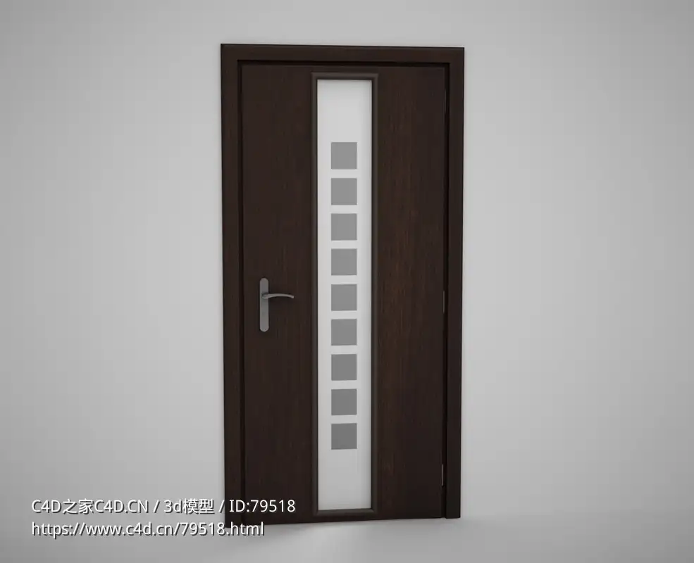 方格磨砂玻璃深棕实木门C4D模型下载 Door model - C4D之家 - 24.jpg