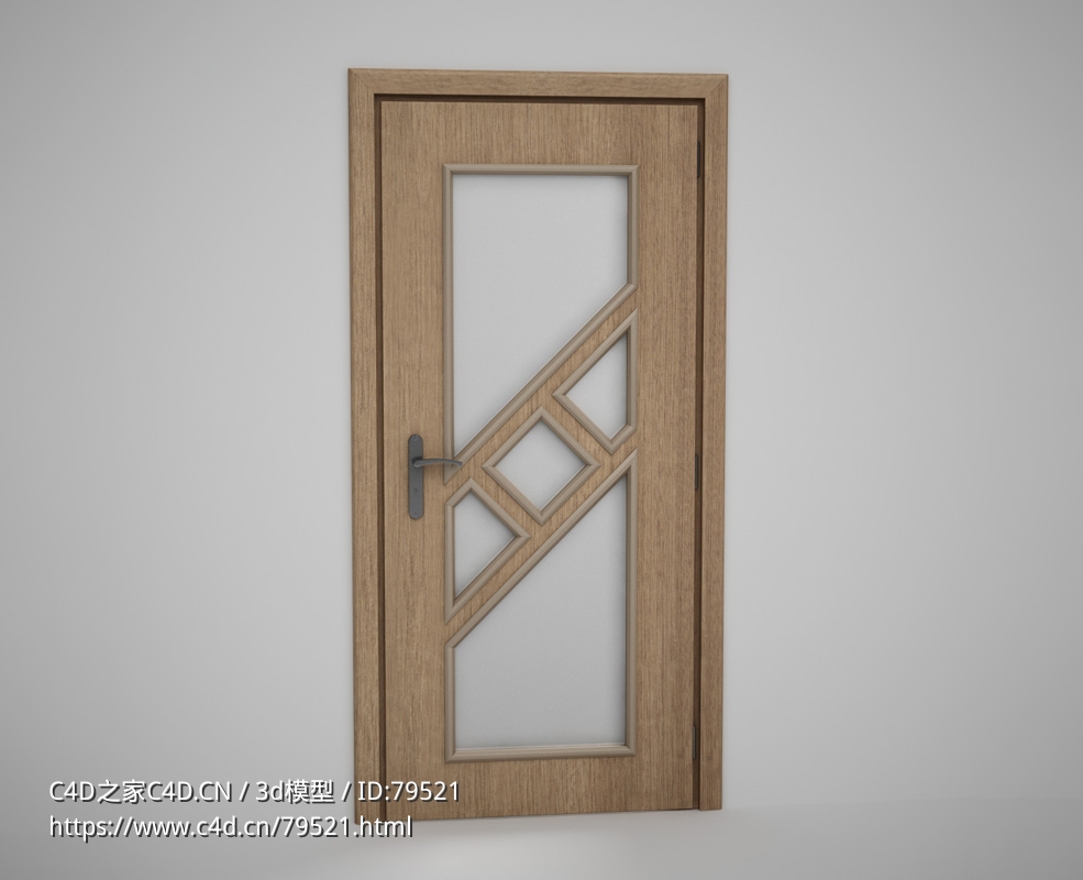 黄色原木斜线装饰玻璃木门C4D模型下载 Door model - C4D之家 - 27.jpg