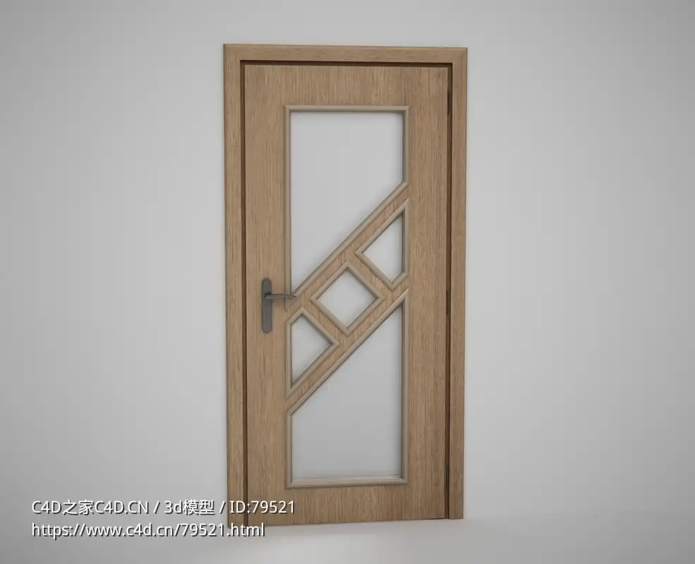 黄色原木斜线装饰玻璃木门C4D模型下载 Door model - C4D之家 - 27.jpg