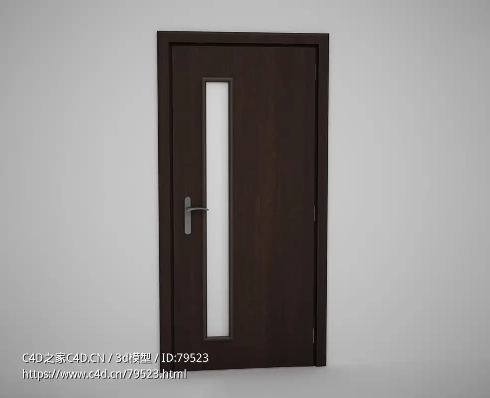 单条玻璃实木深棕色门C4D模型下载 Door model - C4D之家 - 29.jpg