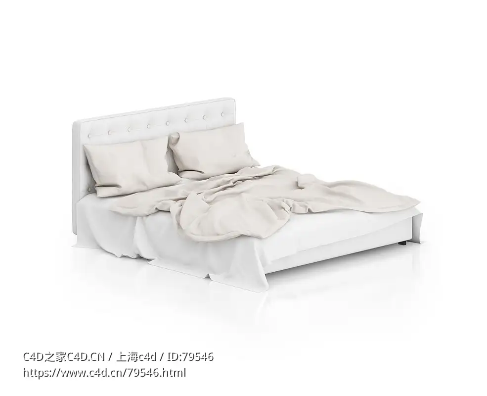 双人床C4D模型下载Double bed - C4D之家 - 3.jpg