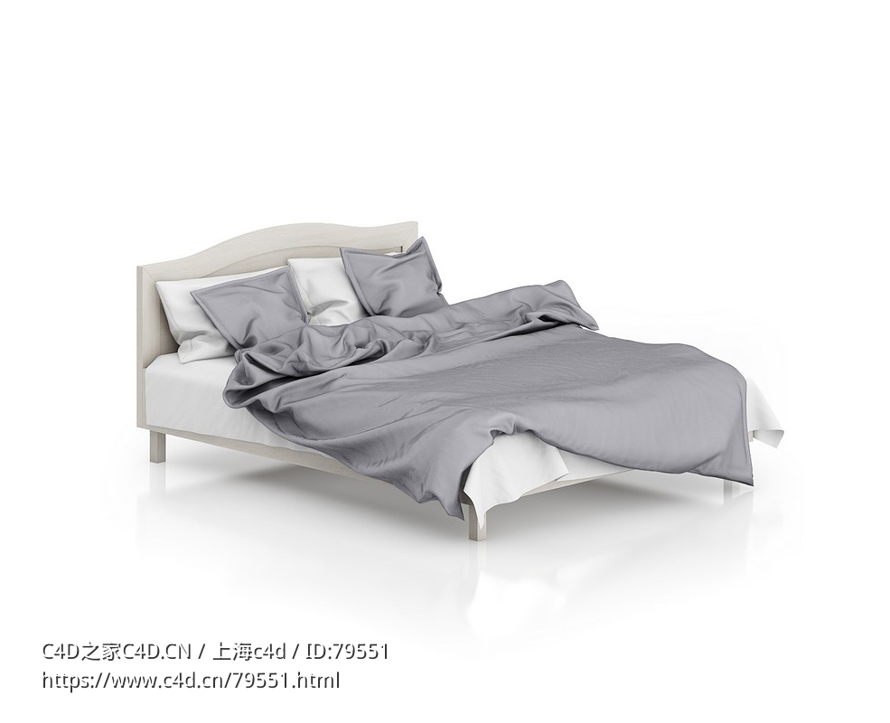 简约双人床C4D模型下载Double bed