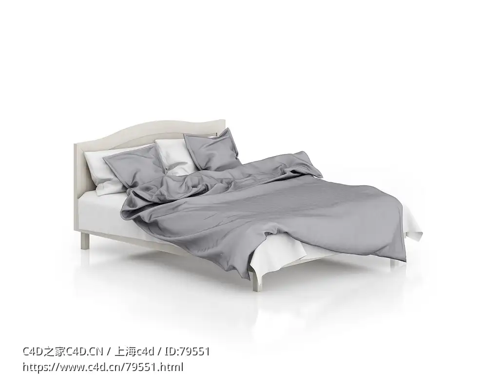 简约双人床C4D模型下载Double bed
