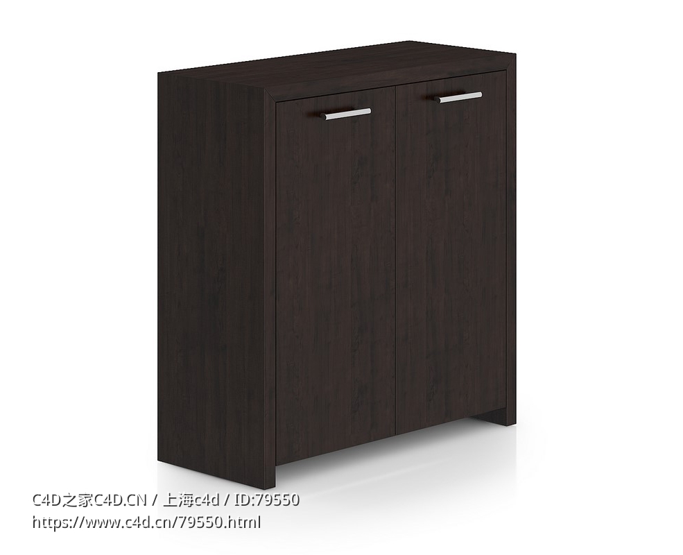 黑色双开门柜子鞋柜C4D模型下载cabinet