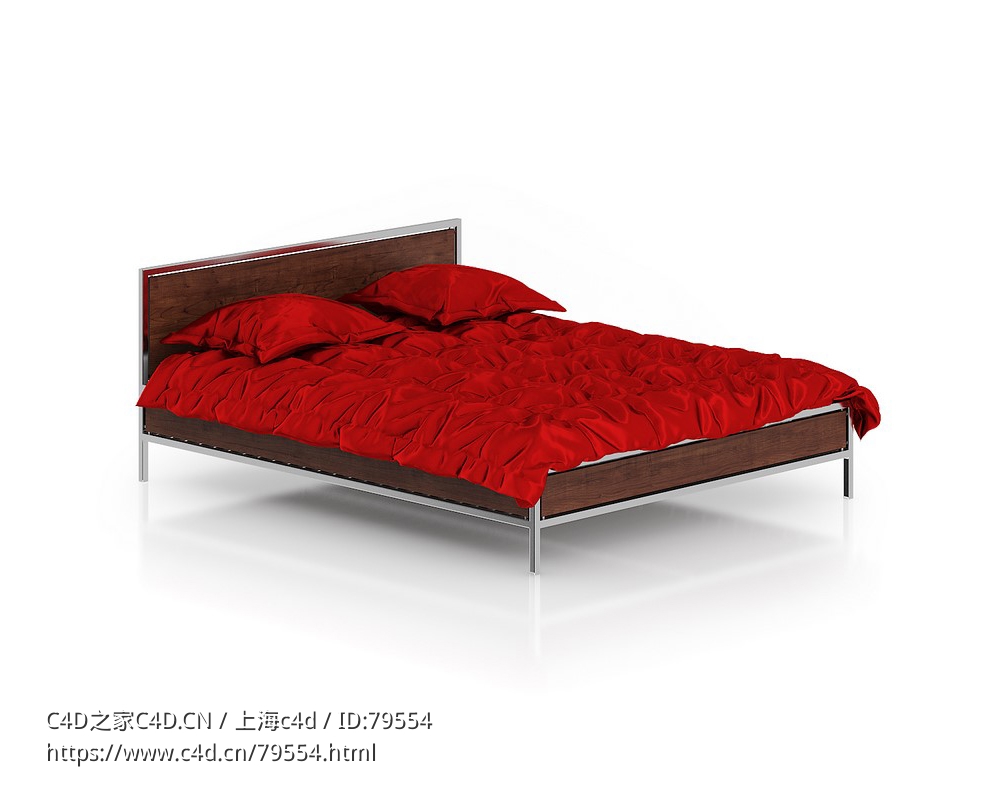 简约双人床C4D模型下载Double bed