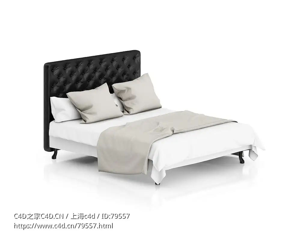 双人床C4D模型下载Double bed - C4D之家 - 14.jpg