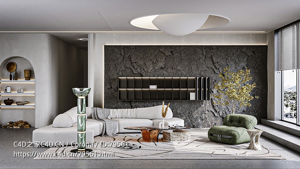 现代室内客厅C4D模型 Excellent living room