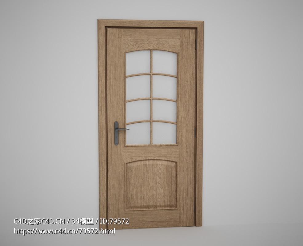 厨房8格玻璃木门黄色原木门C4D模型下载 Door model - C4D之家 - 34.jpg
