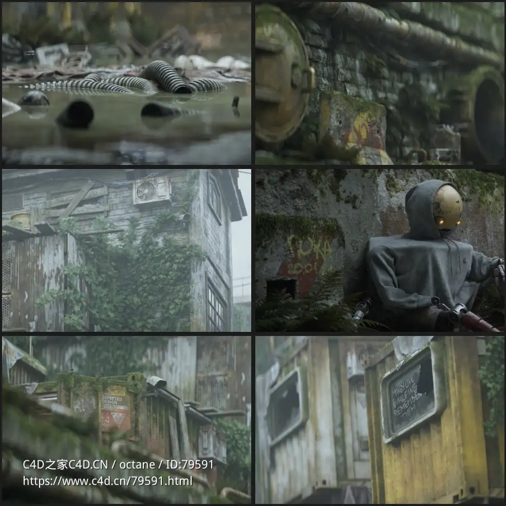 颓废破旧场景制作C4D教程含C4D工程文件The Last Goodbye – Scene Files and Video Tutorials - C4D之家 - 未命名.jpg