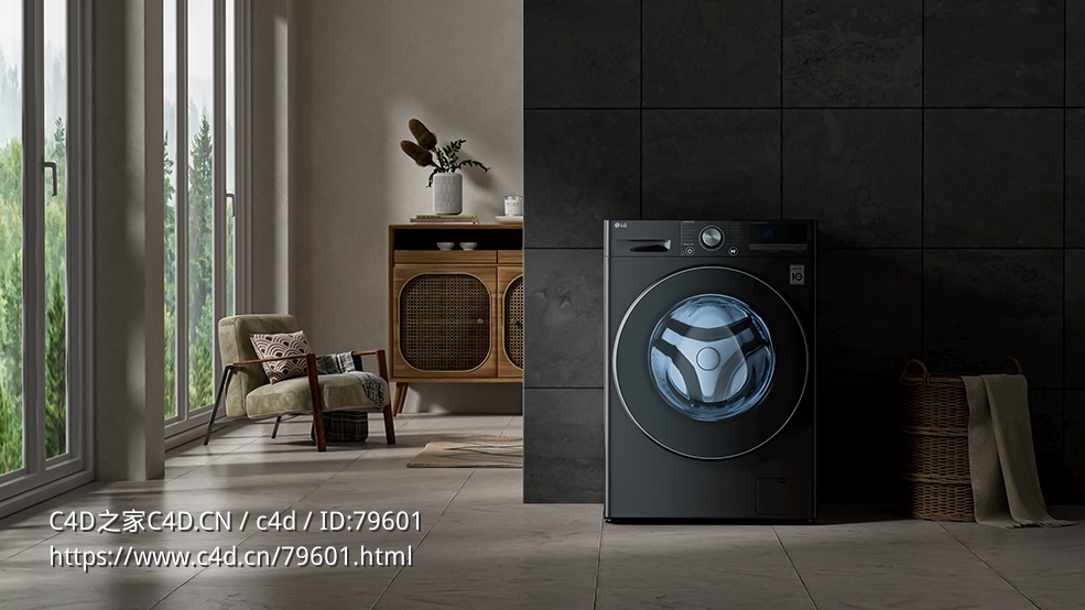 C4D Octane室内阳台场景模型