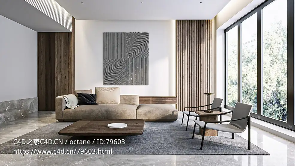 现代风格室内客厅C4D Corona渲染模型
