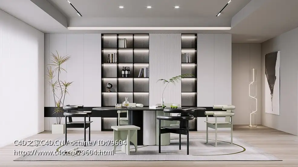 现代餐厅设计C4D Corona渲染模型 - C4D之家 - product-image-0.jpg