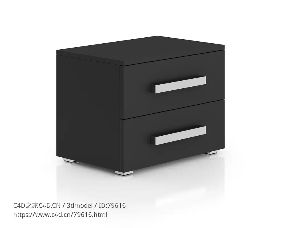 两层床头柜C4D模型下载bedside cupboard