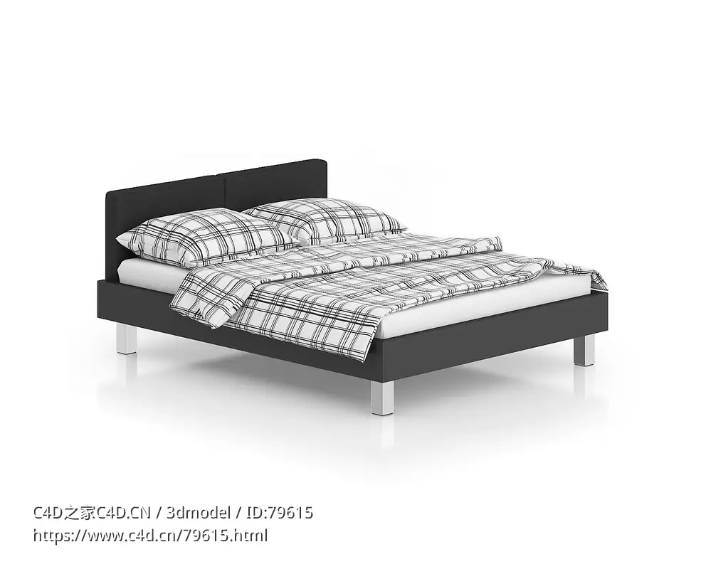 现代潮流双人床C4D模型下载Double bed
